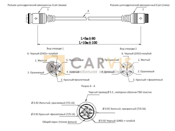 Кабель 6-pin (мама) — 6-pin (папа) (витая пара), 10 метров купить в Минске по низкой цене